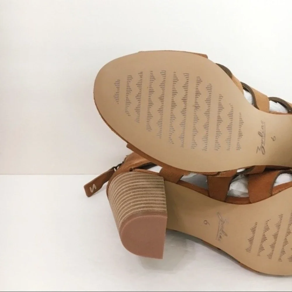 Zodiac Womens Size 6 Brown Suede Leather Block Heels Open Toe Sandals Shoes‎